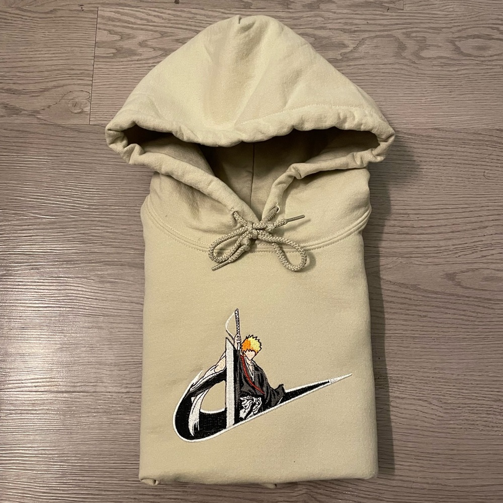 Ichigo kurosaki swoosh cream hoodie bleach anime
